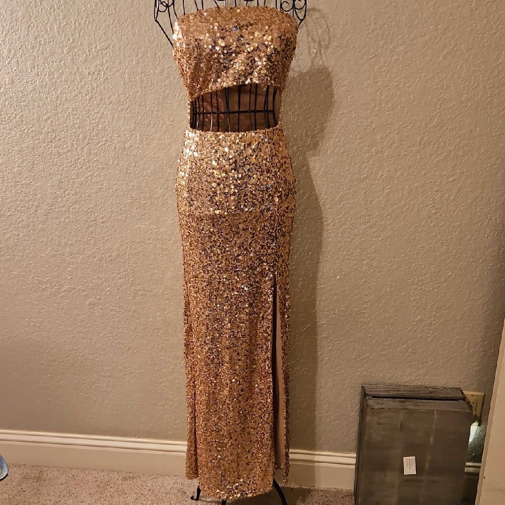 Windsor Gold Satin Dress